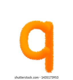 Font fluffy and furry vector orange lowercase q