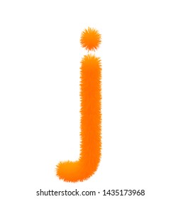 Font fluffy and furry vector orange lowercase j
