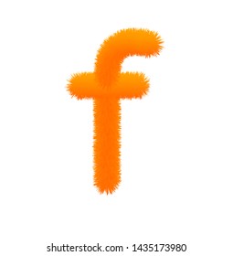 Font fluffy and furry vector orange lowercase f