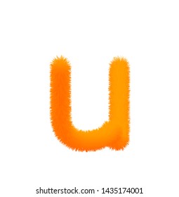 Font fluffy and furry vector orange lowercase u