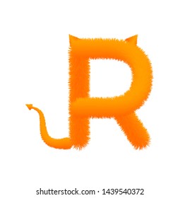 Font fluffy and furry vector orange capital R