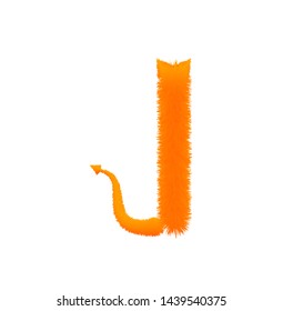 Font fluffy and furry vector orange capital I