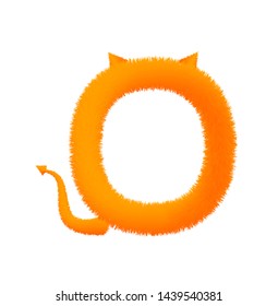 Font fluffy and furry vector orange capital O