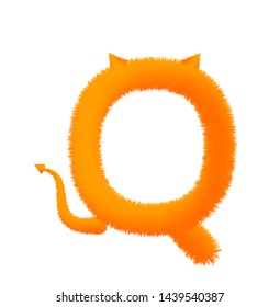 Font fluffy and furry vector orange capital Q