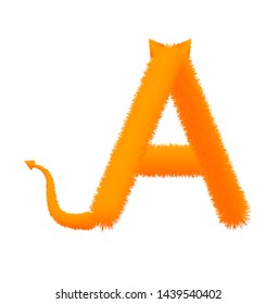 Font fluffy and furry vector orange capital A
