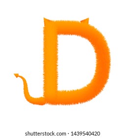 Font fluffy and furry vector orange capital D
