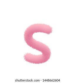 Font fluffy and furry vector pink lowercase s