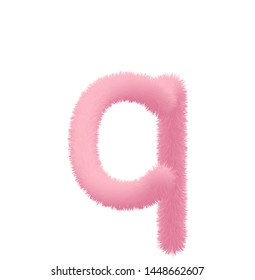 Font fluffy and furry vector pink lowercase q