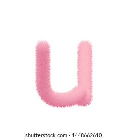Font fluffy and furry vector pink lowercase u