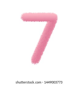 Font fluffy and furry vector pink number 7