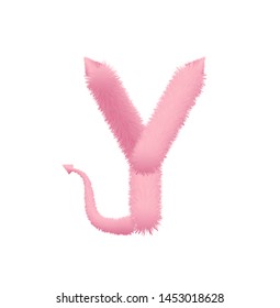 Font fluffy and furry vector pink capital Y
