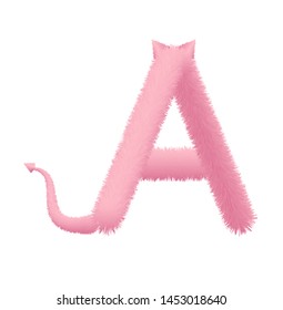 Font fluffy and furry vector pink capital A