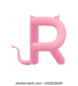 Font fluffy and furry vector pink capital R