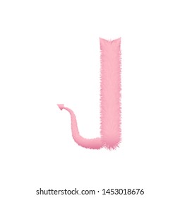 Font fluffy and furry vector pink capital I