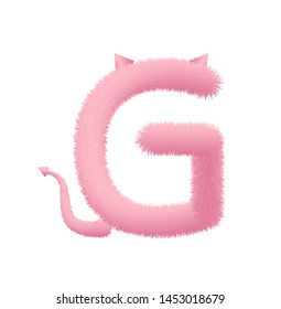 Font fluffy and furry vector pink capital G