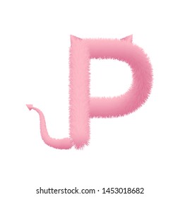Font fluffy and furry vector pink capital P