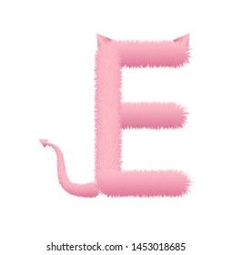Font fluffy and furry vector pink capital E