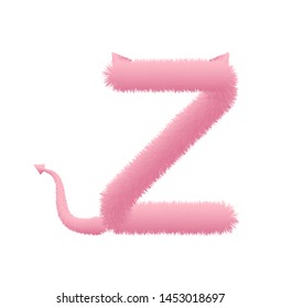 Font fluffy and furry vector pink capital Z