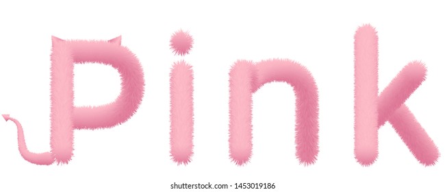 Font fluffy and furry vector pink