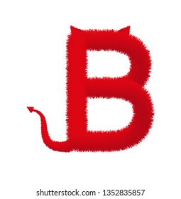 Font fluffy and furry vector red capital B