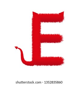 Font fluffy and furry vector red capital E