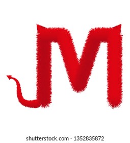 Font fluffy and furry vector red capital M