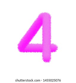 Font fluffy and furry vector violet number 4