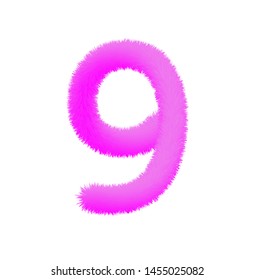 Font fluffy and furry vector violet number 9