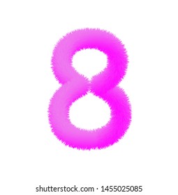 Font fluffy and furry vector violet number 8