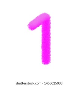 Font fluffy and furry vector violet number 1