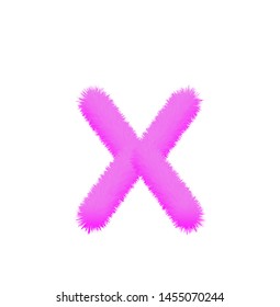 Font fluffy and furry vector violet lowercase x