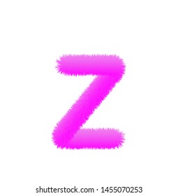 Font fluffy and furry vector violet lowercase z