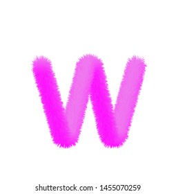 Font fluffy and furry vector violet lowercase w