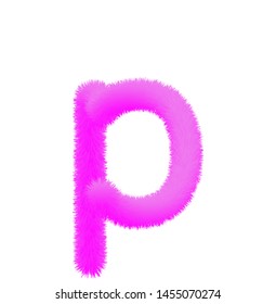 Font fluffy and furry vector violet lowercase p