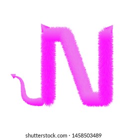 Font fluffy and furry vector violet capital N