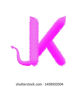 Font fluffy and furry vector violet capital K
