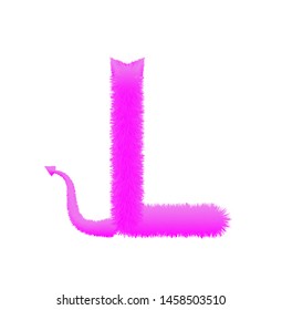 Font fluffy and furry vector violet capital L