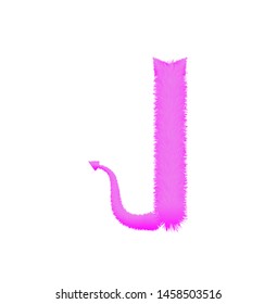 Font fluffy and furry vector violet capital I