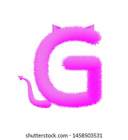 Font fluffy and furry vector violet capital G