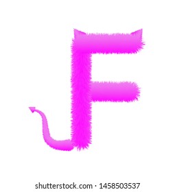 Font fluffy and furry vector violet capital F