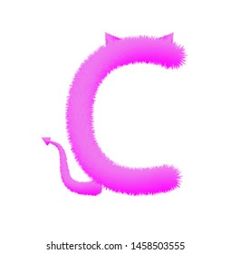 Font fluffy and furry vector violet capital C