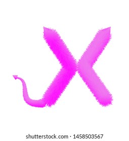 Font fluffy and furry vector violet capital X