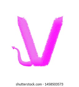Font fluffy and furry vector violet capital V
