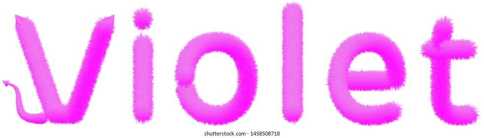 Font fluffy and furry vector violet capital V