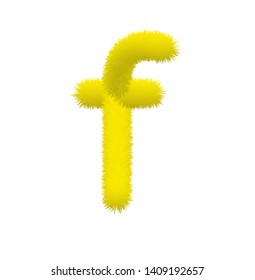 Font fluffy and furry vector yello lowercase f