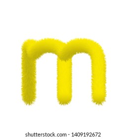 Font fluffy and furry vector yello lowercase m