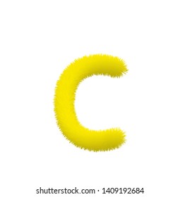 Font fluffy and furry vector yello lowercase c