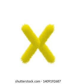 Font fluffy and furry vector yello lowercase x