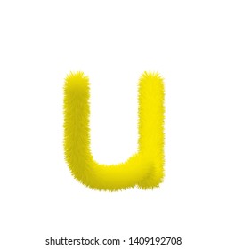 Font fluffy and furry vector yello lowercase u