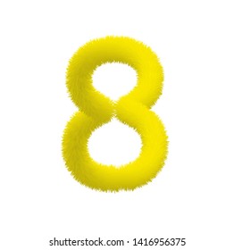 Font fluffy and furry vector yellow number 8